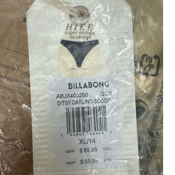 NWT Billabong Women Ditsy Darling Scoop Hike Super Skimpy Coverage Bikini Bottom - Picture 4 of 9